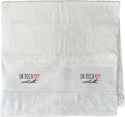 Produktbild von Huuraa Handtuch In dich verliebt 50x100cm White Baumwolle Handtuch Geschenkidee