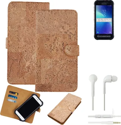 Produktbild von K-S-Trade Hülle kompatibel mit Samsung Galaxy XCover FieldPro + in ear Kopfhörer Kork Handyhülle Cover  Schutzhülle TPU Case Bumper in Hellbraun,