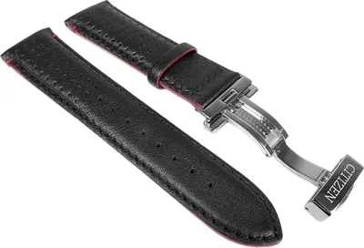 Produktbild von Citizen Uhrenarmband 23mm | Leder schwarz/Rot AT9036-08E  AT9036