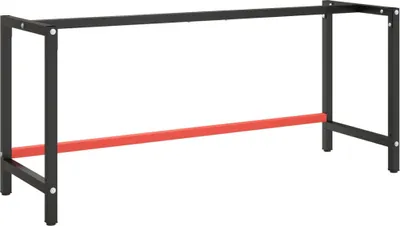 Produktbild von The Living Store Werkbankgestell Mattschwarz und Mattrot 180x57x79 cm Metall