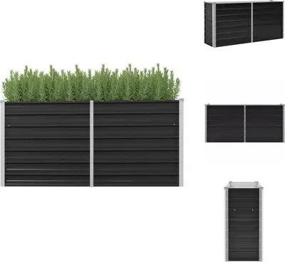 Obrázok produktu pre vidaXL Zvýšený záhradný záhon antracit 160 x 40 x 77 cm Pozinkovaná oceľ - Kvetináče a sadenice