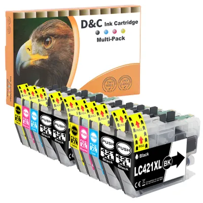 Produktbild von D&C 10x LC421XL LC-421XLVAL Tintenpatronen Kompatibel für Brother LC-421XL LC-421 LC421, für Brother DCP-J1050DW DCP-J1140DW MFC-J1010DW DCP-J1800DW