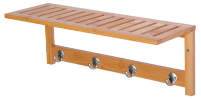 Productafbeelding van HOMCOM Wandgarderobe, garderobe met haken, wandmontage, ruimtebesparend, natuurhout