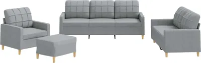 Image de vidaXL Ensemble de canapés 4 pièces avec coussins Tissu gris clair
