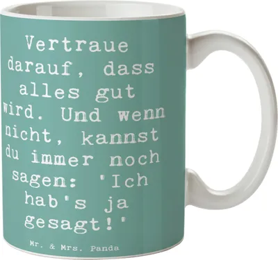 Produktbild von Mr. & Mrs. Panda Kaffeetasse Spruch Schutz & Vertrauen - Meeresbrise - Geschenk, Beruhigend, Becher, Wärme, Stimmung, Fürsorge, Teetasse, Pott, Motivation, Zitat, Lächeln
