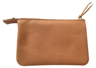 Image de Petit sac plat en cuir avec 2 compartiments, 13 x 9 cm, couleur naturelle