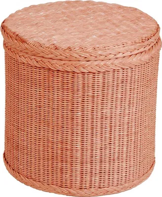Produktbild von KRINES HOME Rattan Wäschekorb / Wäschetruhe mit stabilem Deckel aus echtem Rattan / Rund in der Farbe Apricot-