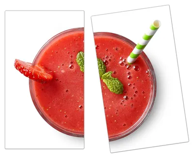 Produktbild von Spritzschutz Herdabdeckplatte Schneidebrett aus Glas Himbeerensmoothie 2-Teilig (60x52cm)