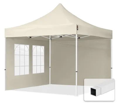 Produktbild von TOOLPORT 3x3m Stahl Faltpavillon, inkl. 2 Seitenteile, creme