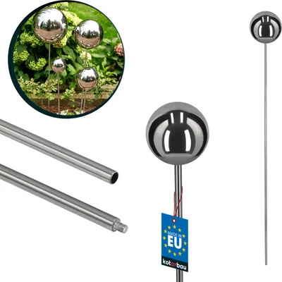 Produktbild von KOTARBAU® Gartenstecker Kugel mit Stab Länge 101 cm ⌀ 10 cm Gartenkugel mit Stab Gartenstecker Edelstahl für draußen Spiegeleffekt Spiegelkugel aus Edelstahl