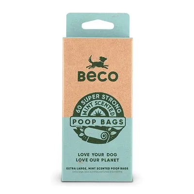 Zdjęcie produktu dla Beco Woreczki na odchody o zapachu mięty pieprzowej, ekologiczne, 60 szt