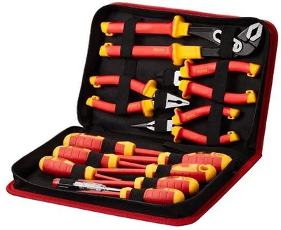 Immagine prodotto di Set di cacciaviti isolati da 12 pezzi - Set di utensili per elettricisti - Set di cacciaviti di alta qualità - Utensili manuali per il lavoro professionale dell'elettricista.