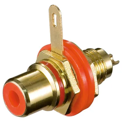 Image de goobay Cinch Einbaubuchse mit farbigen Isolierscheiben rot (Bulk)