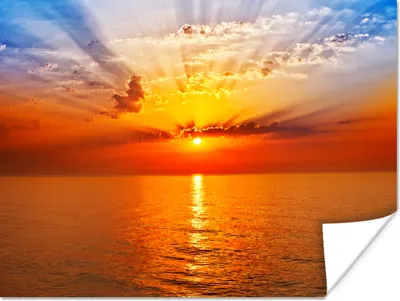 Produktbild von MuchoWow® Poster Sonnenuntergang - Meer - Himmel - Orange - Horizont - Wasser 120x90 cm - Wandbild