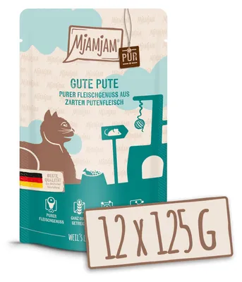 Produktbild von MjAMjAM Quetschie Purer Fleischgenuss - gute Pute pur, Adult, Truthahn, 125 g, Getreidefrei