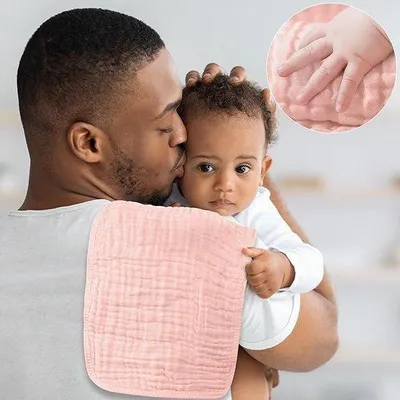 Image de Lingettes carrées en mousseline pour bébé, lot de 10