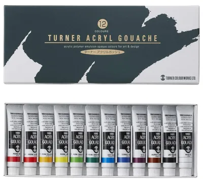 Image de Ensemble de peintures à la gouache acrylique, 12 couleurs, idéal pour les écoles