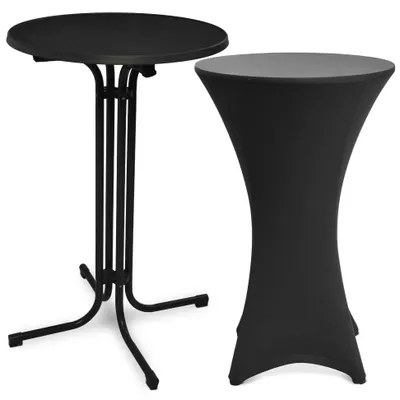 Image de Table haute d'extérieur Beautissu Bellini, pliable, Ø70cm, noire, avec housse