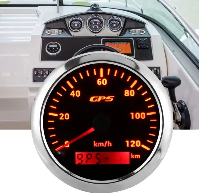 Obrázek produktu pro 85 mm námořní GPS tachometr pro automobily 120 km/h rychloměr s 7barevným podsvícením pro automobily, lodě, karavany a jachty, černý