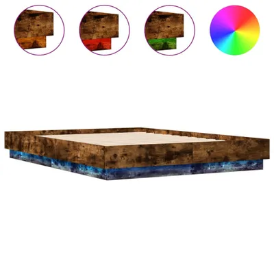 Produktbild von vidaXL Bettgestell mit LED Räuchereiche 120x190 cm