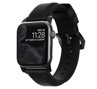 Produktbild von Nomad traditionelles Lederband Apple Watch 42mm / 44mm / 45mm / 49mm Schwarz / Schwarz
