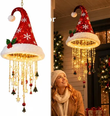 Produktbild von Beleuchteter Weihnachtsmannhut Hängeleuchte Hängelampe