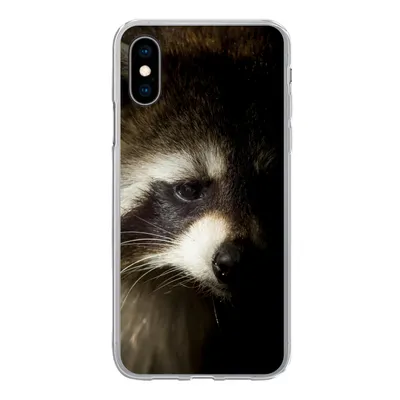 Produktbild von MuchoWow® Handyhülle Schutzhülle Hülle für iPhone X Waschbär - Wilde Tiere - Schwarz Silikon Softcase Handy Hülle - Handyhülle