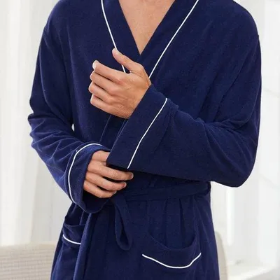 Produktbild von Famanu Bademantel für Herren, 100% Baumwolle, weich und saugfähig - Sauna