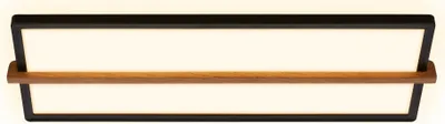 Image de Briloner Remsa Plafonnier LED, lumière indirecte, plat, application bois, lumière blanche chaude, noir, 20 x 60,5 x 4,5 cm