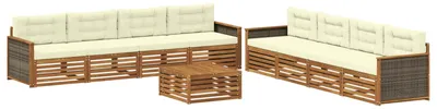 Produktbild von Outdoor-Sofagarnitur mit Kissen 9 pcs Natur und Creme