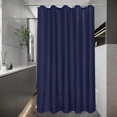 Produktbild von Duschvorhang Textil Dunkelblau 120 x 200 cm Wasserdicht Waschbar Antischimmel mit 8 Ringen