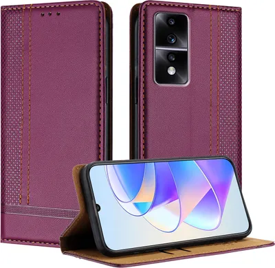 Obrázek produktu pro Pouzdro na mobilní telefon pro Honor 80 GT kožené flipové ochranné pouzdro s funkcí stojánku fialové