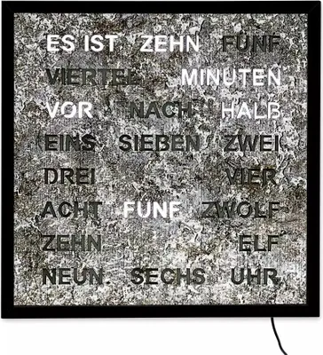 Produktbild von AMS T1269 Tischuhr mit lackiertem Metallgehäuse und LED-Wortuhr
