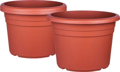 Produktbild von BigDean 3X Blumentopf Ø 20 cm Farbe Terrakotta Kunststoff Pflanztopf Containertopf Übertopf Pflanzkübel rund 20 x 14,5 cm