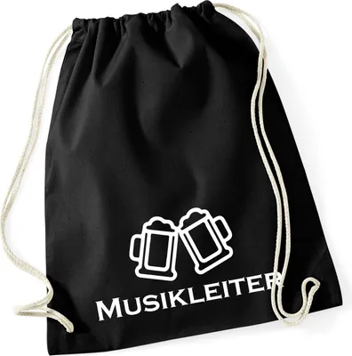 Produktbild von Huuraa Turnbeutel Musikleiter Schützenfest 12 Liter Black Baumwolle Rucksack Geschenkidee