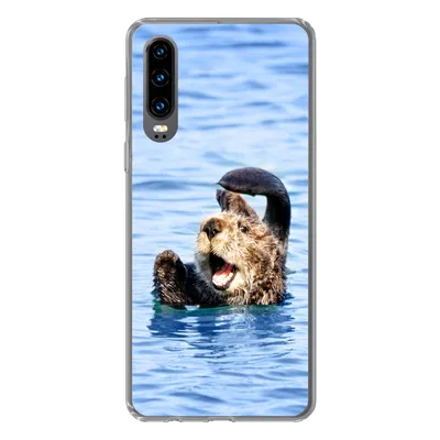 Produktbild von MuchoWow® Handyhülle Schutzhülle Hülle für Huawei P30 Seeotter - Lustig - Wasser - Kinder - Jungen - Mädchen - Kind Silikon Softcase Handy Hülle - Kartenbesitzer