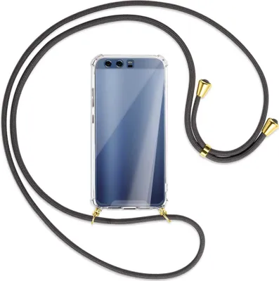 Produktbild von Handykette Backcover-Schutzhülle mit Band (Metall goldfarben) für Huawei P10 - dunkelgrau