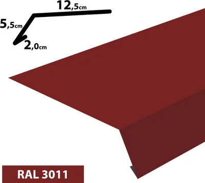 Produktbild von 2m Traufblech pulverbeschichtetes Rinneneinhang Dachblech Rinneneinhang Traufe (20x55x125) RAL-3011 Rot