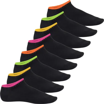 Produktbild von Footstar Herren & Damen Sneaker Socken (8 Paar) Kurze Sportsocken im Neon Look - Neon Flash Schwarz 35-38