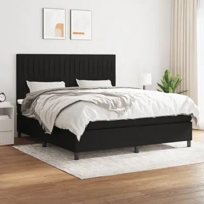 Produktbild von vidaXL Boxspringbett mit Matratze Schwarz 180x200 cm Stoff - Boxspringbett - Boxspringbetten - Bett - Schlafzimmermöbel
