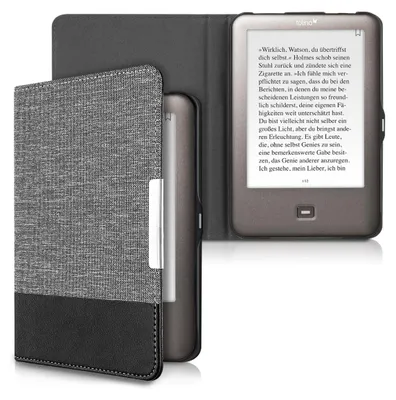 Produktbild von kwmobile Hülle kompatibel mit Tolino Shine (2013) - Canvas eReader Schutzhülle Cover Case - Grau Schwarz