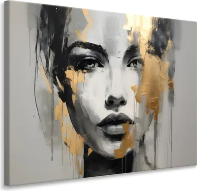 Produktbild von Muralo Leinwandbild Frau PORTRÄT Gesicht Abstraktion Glamour Wandbild für Wohnzimmer 40 cm x 30 cm