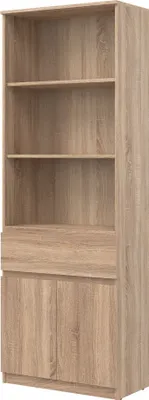 Obrázek produktu pro Regálová skříň REMI RM09 Regál 68,5x194x37 cm Skříňový regál 2 dvířka 1 zásuvka Dub Sonoma