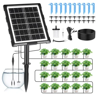 Solar-Bewässerungssystem für 20 Pflanzen, 20 m Schlauch, Timer
