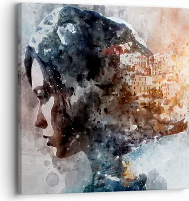 Produktbild von Bild auf Leinwand - Leinwandbild - Frau Abstraktion - 30x30cm - Wand Bild - Wanddeko - Wandbilder - Leinwanddruck - Bilder - Kunstdruck - Wanddekoration - Leinwand bilder - Wandkunst - AC30x30-3956