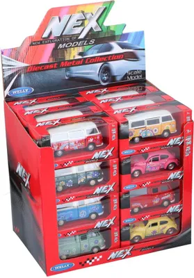 Immagine prodotto di Welly - Macchinina Volkswagen Hippie Bus Pull-Back, 11,5 cm, metallo