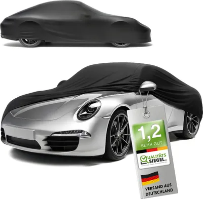 Produktbild von WALSER Premium Abdeckung Auto Indoor Stretch Plus Qualitätssieger * - Autoplane Indoor Abdeckplane Car Cover Auto Abdeckung Stoff Autogarage Größe 2 schwarz