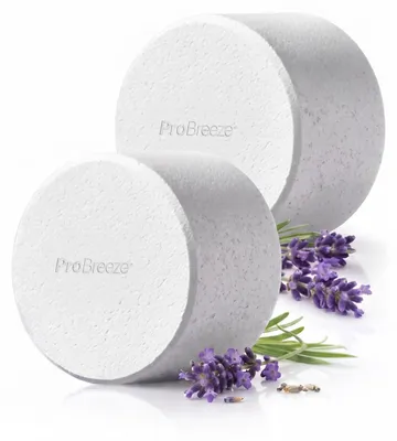 Produktbild von Pro Breeze Osmo Luftentfeuchter ohne Strom Nachfüllpack, 2 x 700 g XL Tabletten mit Lavendelduft – Bis zu 100 Tage Feuchtigkeits- & Geruchsaufnahme, Frischer Lavendelduft