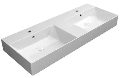 Immagine prodotto di Sapho GSI Kube X - Lavabo doppio 120x47 cm, con sfioratore, 2 fori per miscelatore, ExtraGlaze, bianco 9425111