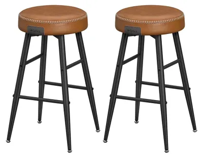 Immagine prodotto di Set di due sgabelli da bar – sgabelli per cucina – altezza seduta – acciaio – ecopelle – 49,5 x 49,5 x 63 cm
